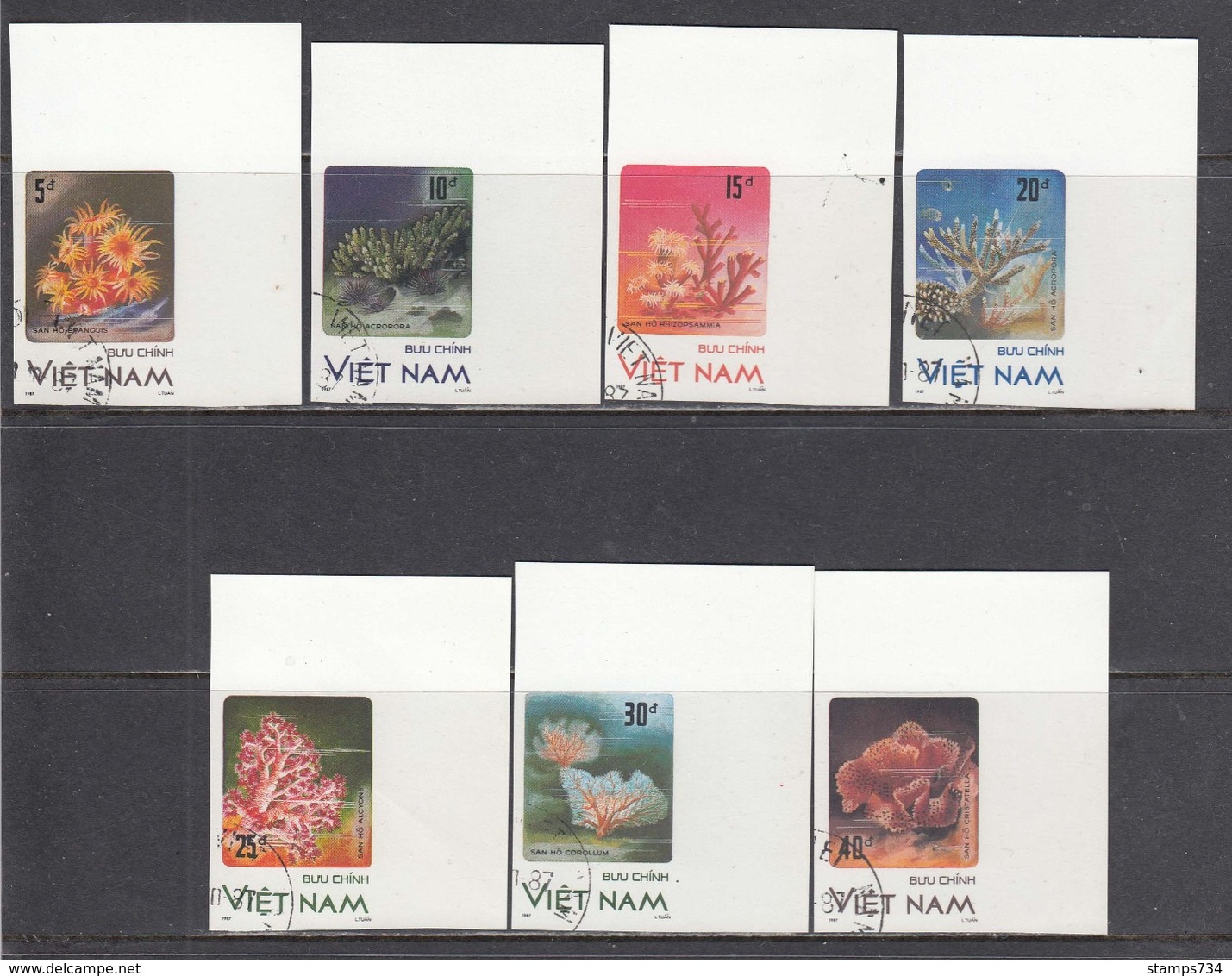 Vietnam 1987 - Corals, Imperforated, Canceled - Vietnam