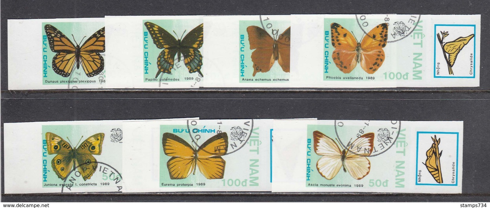 Vietnam 1989 - Papillons, Non Dent., Obliteres - Vietnam