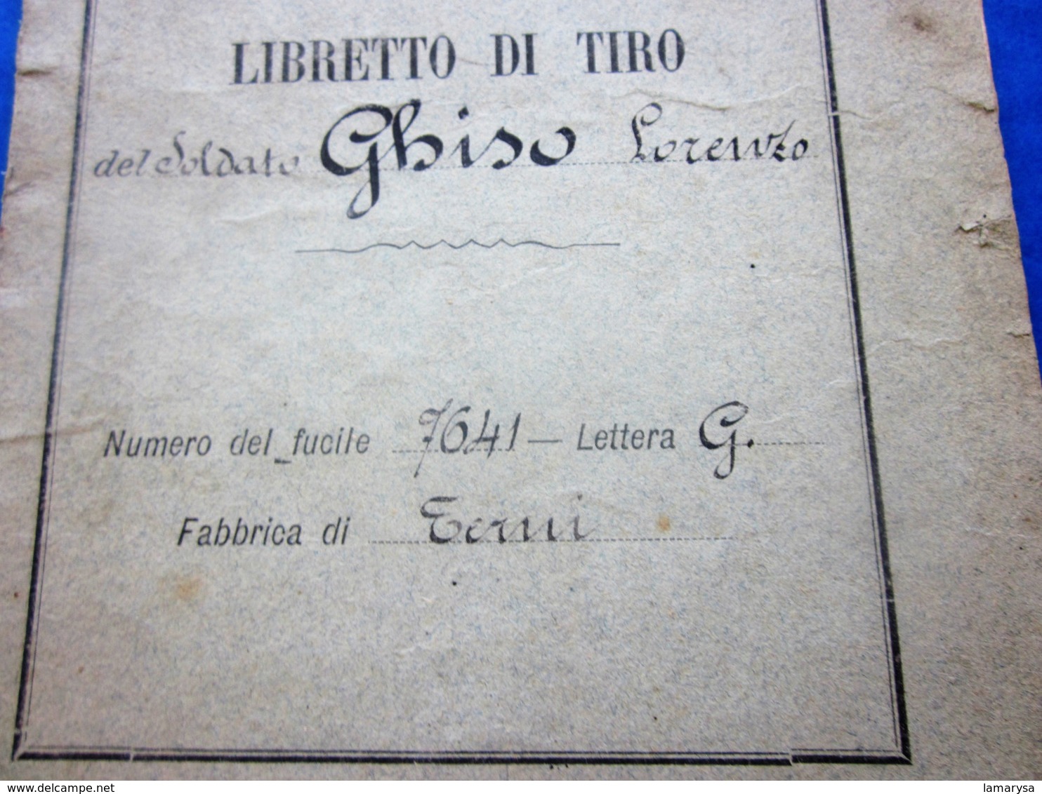 1897-24é REGGIMENTO FANTERIA 4é COMPAGNIA LIBRETTO DI TIRO FUCILE 7641-Militaria Document Militaire Ghiso Lorenzo ITALIE - Documents