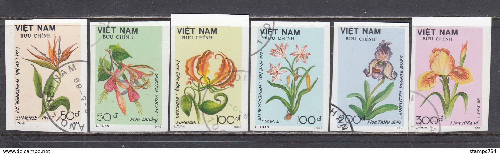 Vietnam 1989 - Flowers, Imperforated, Canceled - Vietnam