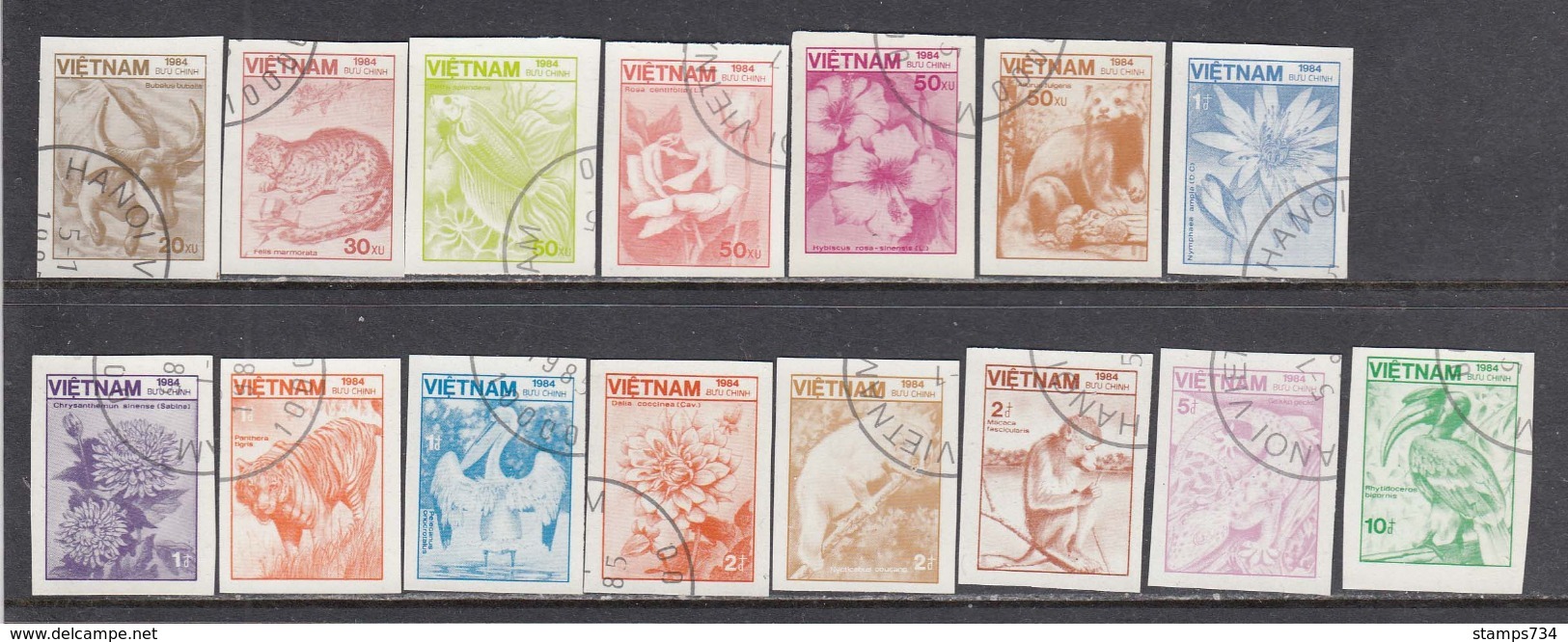 Vietnam 1984 - Animals And Plants, Imperforated, Canceled - Vietnam