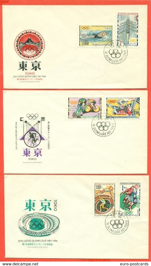 OLIMPIADI - MARCOFILIA - GIOCHI OLIMPICI TOKYO  1964 - 3 BUSTE - FDC