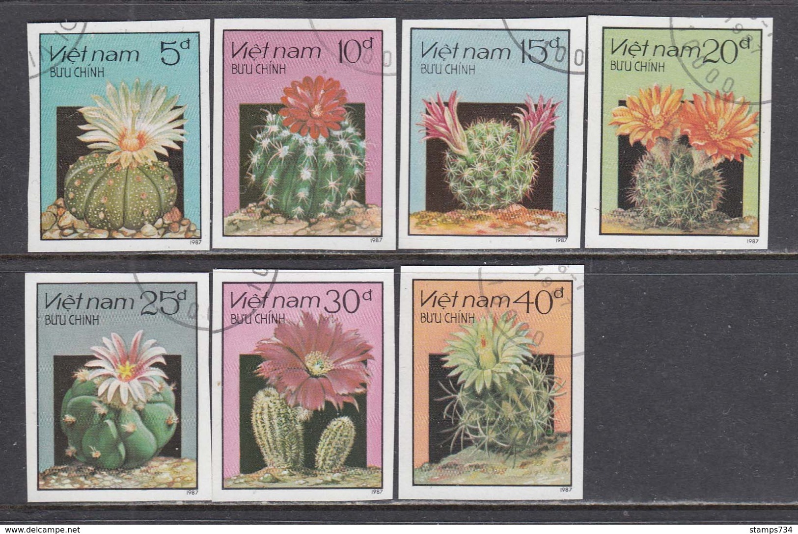 Vietnam 1987 - Cactus, Imperforated, Canceled - Vietnam