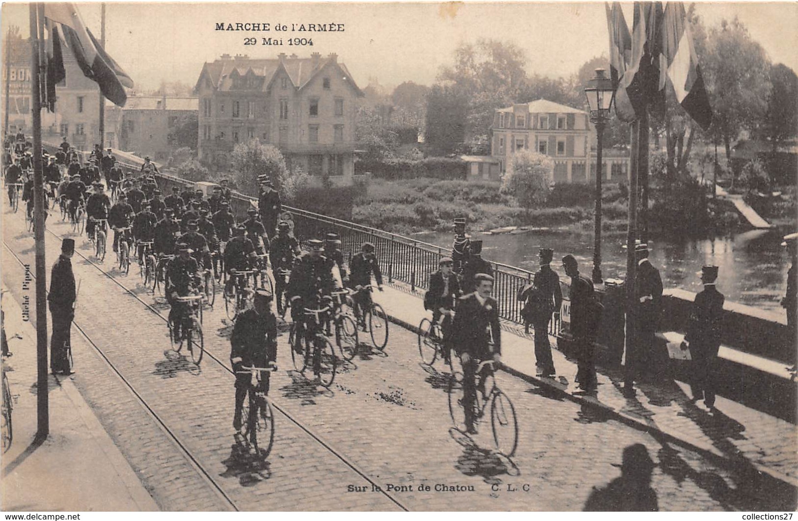 78-CHATOU- MARCHE DE L'ARMEE 1904, SUR LE PONT DE CHATOU - Chatou