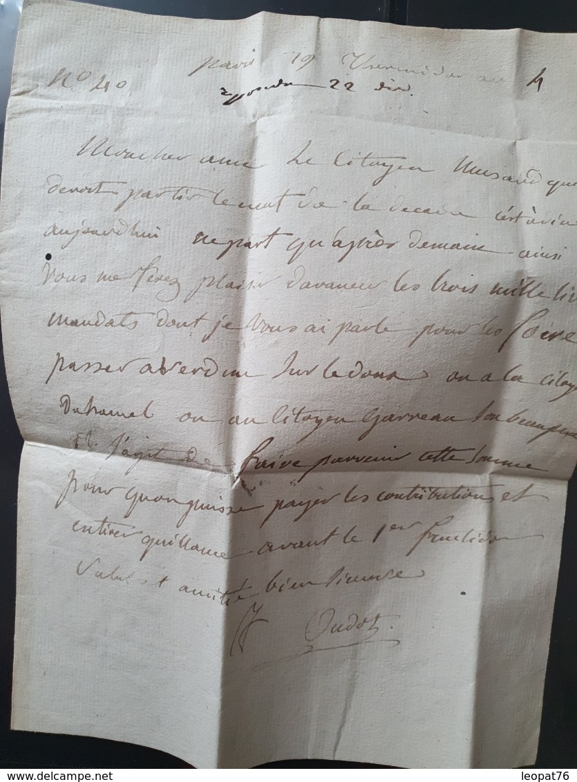 France - Griffe " Conseil Des Cinq-Cens " Sur Lettre Avec Texte Pour Beaune En 1796 ( 19 Thermidor An 4 ) - Réf AT 17 - 1701-1800: Vorläufer XVIII