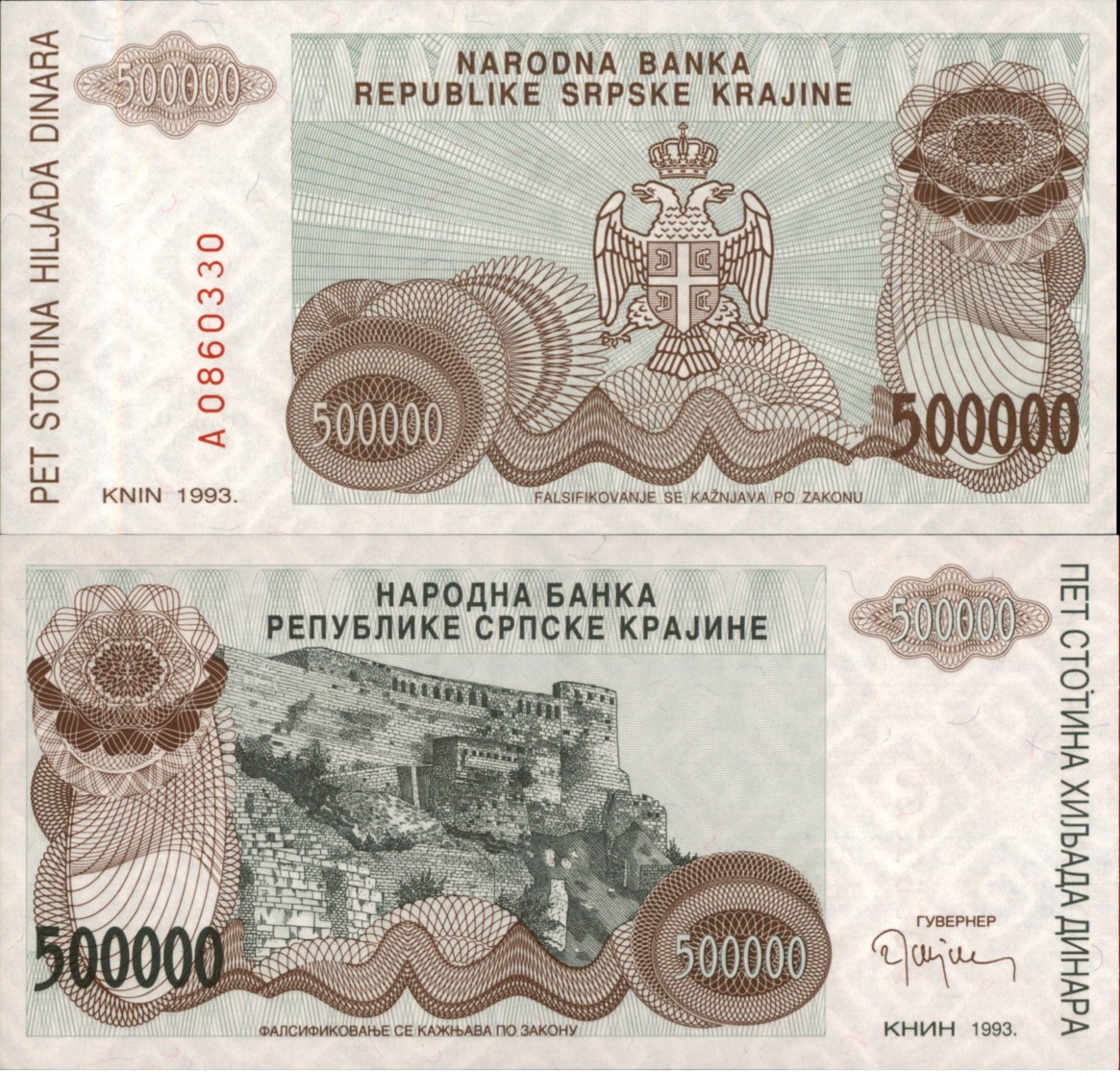 CROATIA-SRPSKA KRAJINA 500 000 DINARA 1993 - Croazia