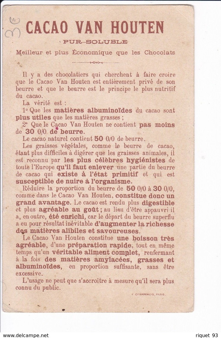 Chromo Cacao VAN HOUTEN - 2 Enfants Au Petit Déjeuner. Le Meilleur Chocolat à Consommer Liquide - Van Houten