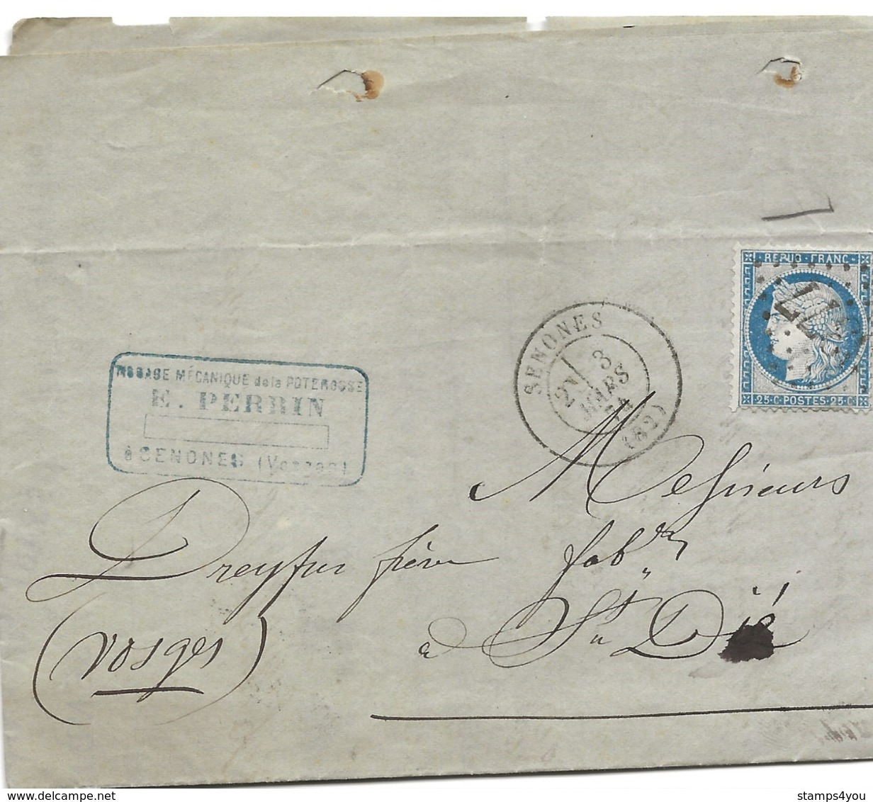 64 - 96 - Enveloppe Envoyée De Senones 1874 - 1871-1875 Cérès