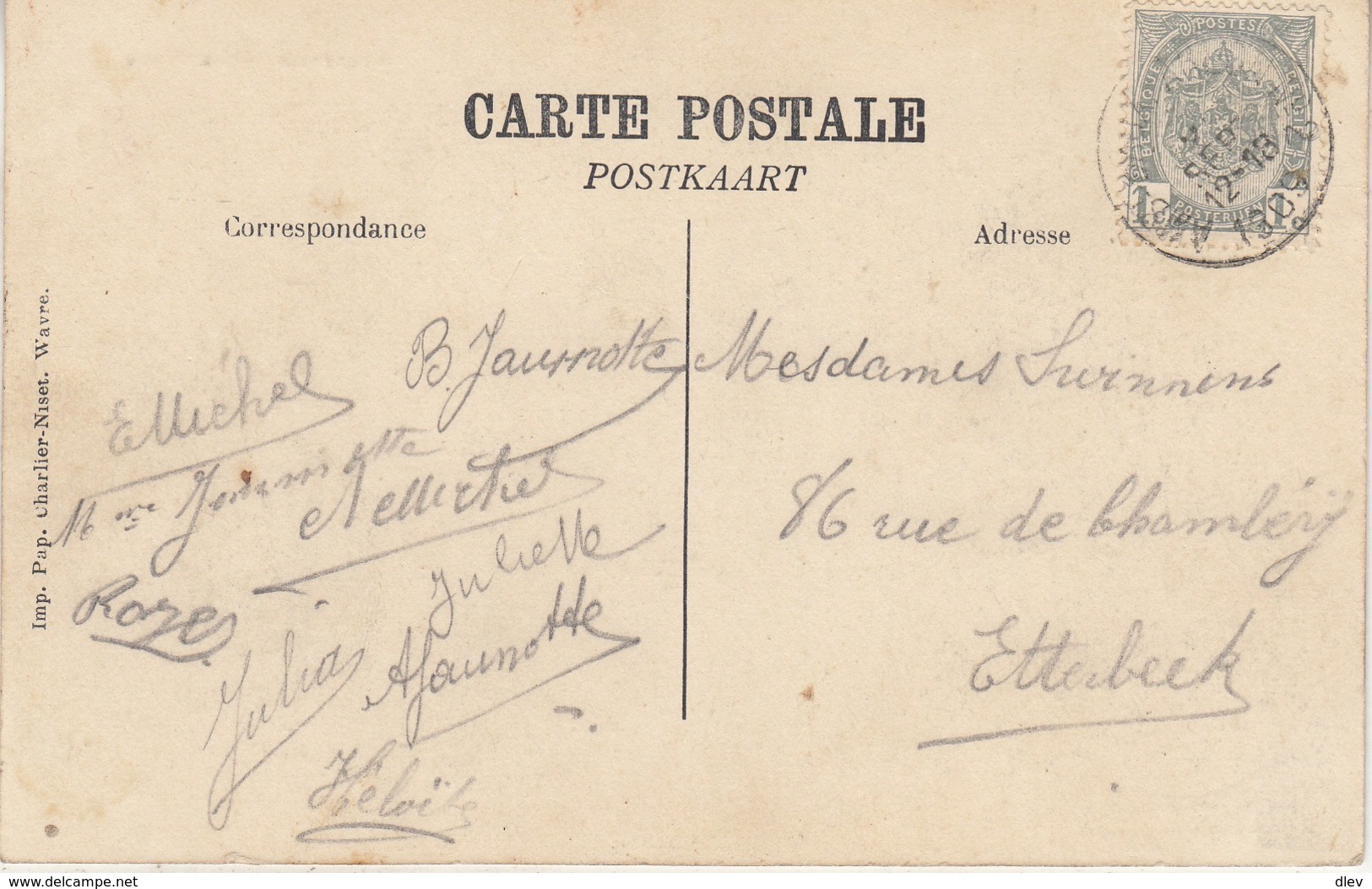 Bourgeois - La Place - 1909 - Imp. Pap. Charlier-Nizet, Wavre - Rixensart