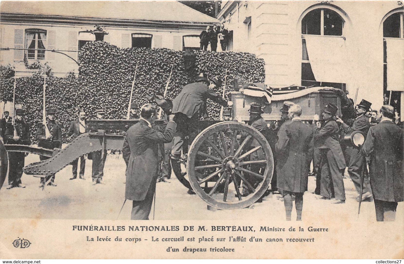 78-CHATOU-FUNERAILLES NATIONALES DE M. BERTEAUX , MINISTRE DE LA GUERRE , LA LEVEE DU CORPS... - Chatou