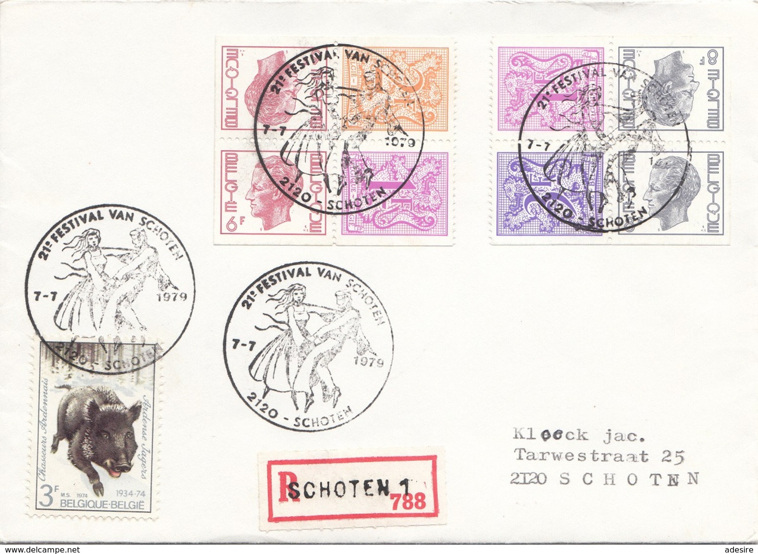 R-BRIEF BELGIEN 1979 - 9 Fach MIF Auf Brief Gel.v. Schoten > Schoten, Sonderstempel - Letter Covers
