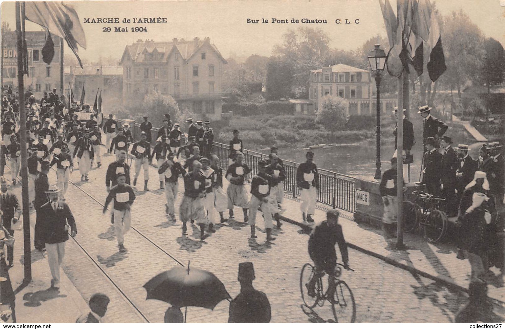 78-CHATOU-MARCHE DE L'ARMEE 1904- SUR LE PONT DE CHATOU - Chatou