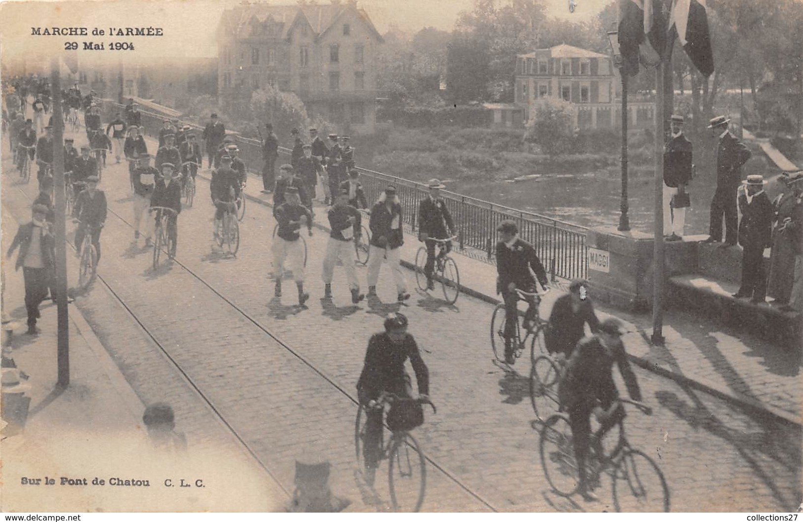 78-CHATOU-MARCHE DE L'ARMEE 1904- SUR LE PONT DE CHATOU - Chatou