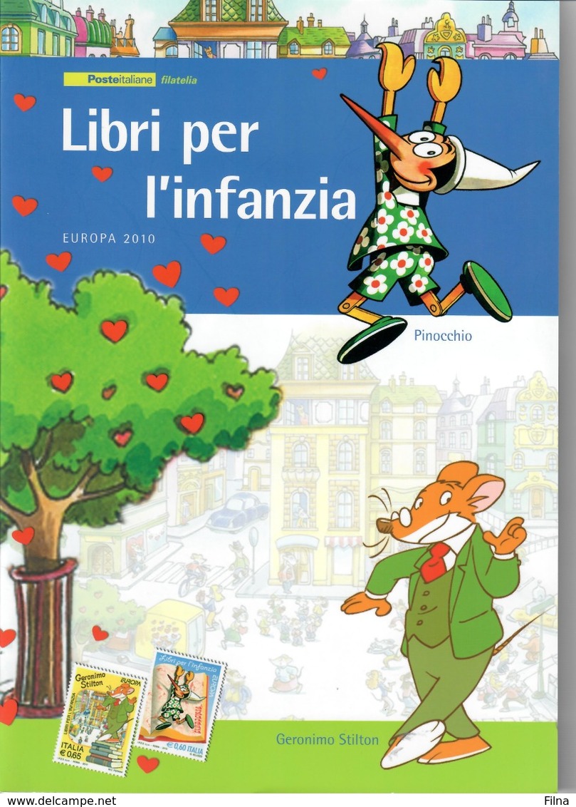 ITALIA 2010 - FOLDER  LIBRI PER L'INFANZIA - PINOCCHIO E GERONIMO STILTON -   SENZA SPESE POSTALI - Paquetes De Presentación