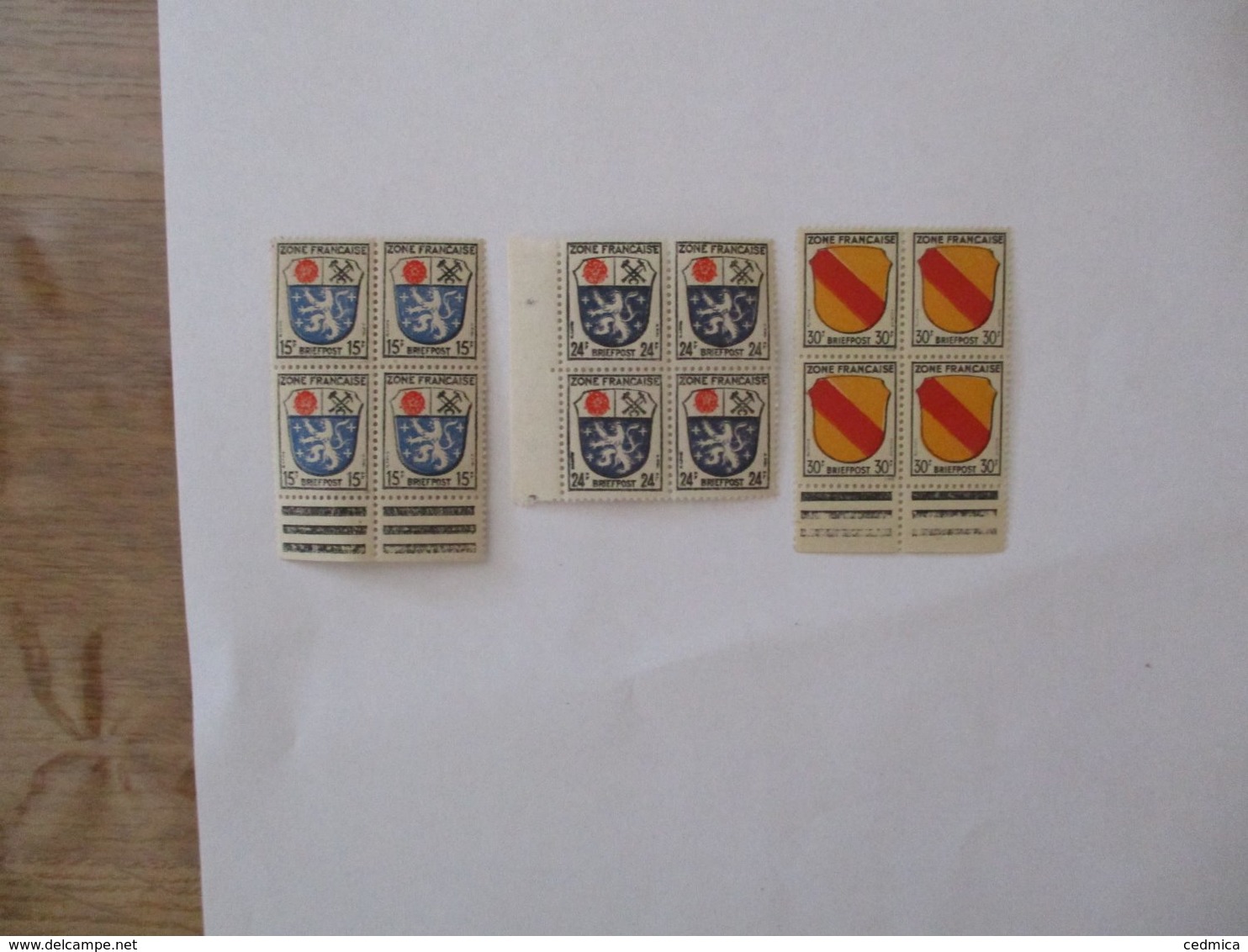 3 BLOCS DE 4 TIMBRES NEUFS BRIEFPOST ZONE FRANCAISE 15F,24F ET 30F - Sonstige & Ohne Zuordnung