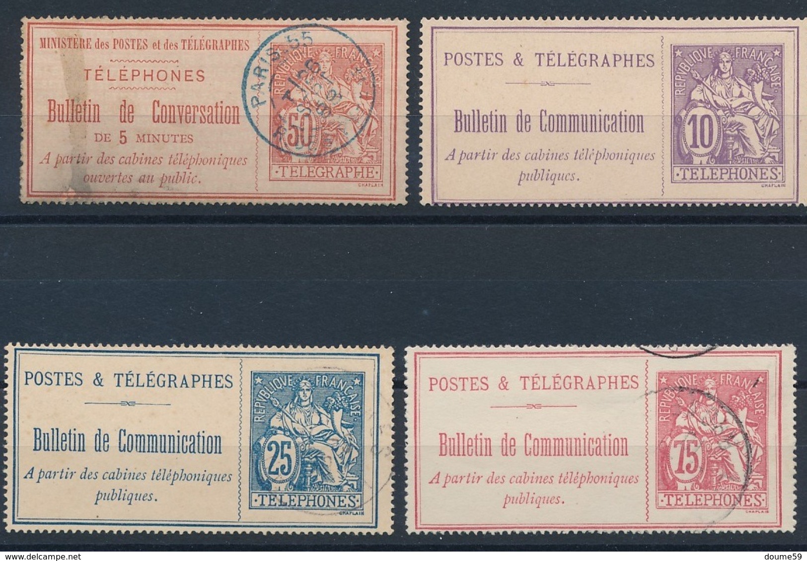 CX-168: FRANCE: Lot Avec Timbres Téléphone N°4 Obl(2ème Choix)-22 NSG-24 Obl-28 Obl - Telegramas Y Teléfonos