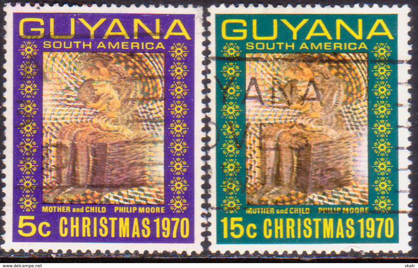 GUYANA 1970 SG 527,29 5c,15c Part Set (2 Stamps Of 4) Used Christmas - Guyana (1966-...)