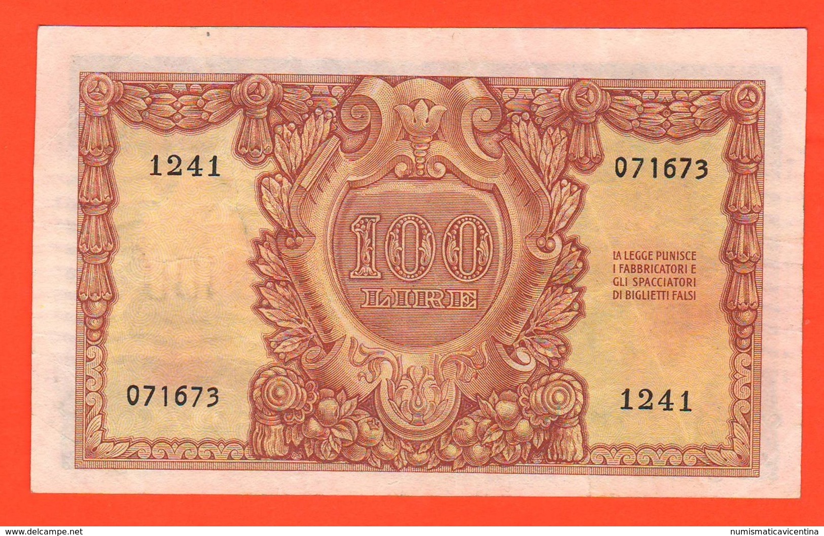 100 Lire Italia Elmata 1951 Repubblica Italiana Bolaffi Cavallaro Giovinco - 100 Lire