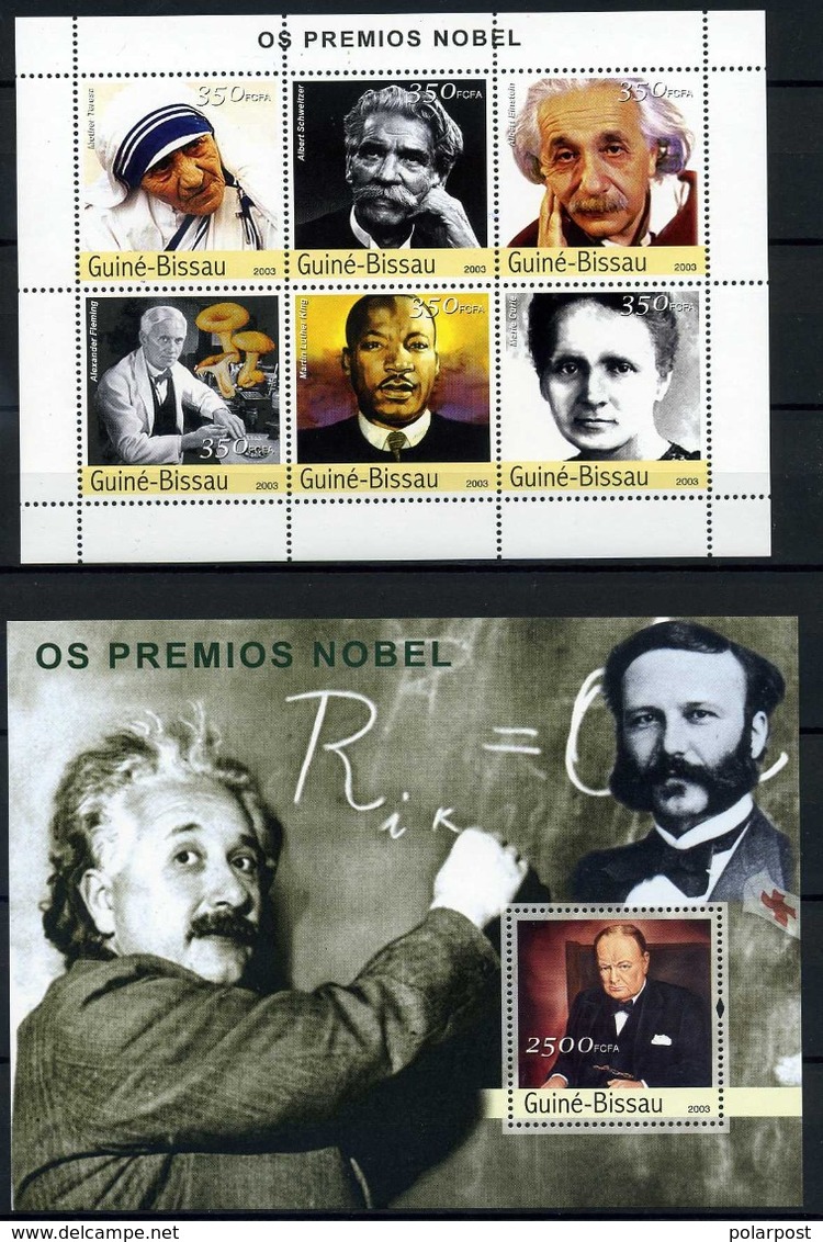 GUINEA-BISAU 2003 GB206 Nobel Prize Winners. Mother Teresa A. Einstein. Martin Luther King Marie Curie A Fleming. Church - Albert Schweitzer