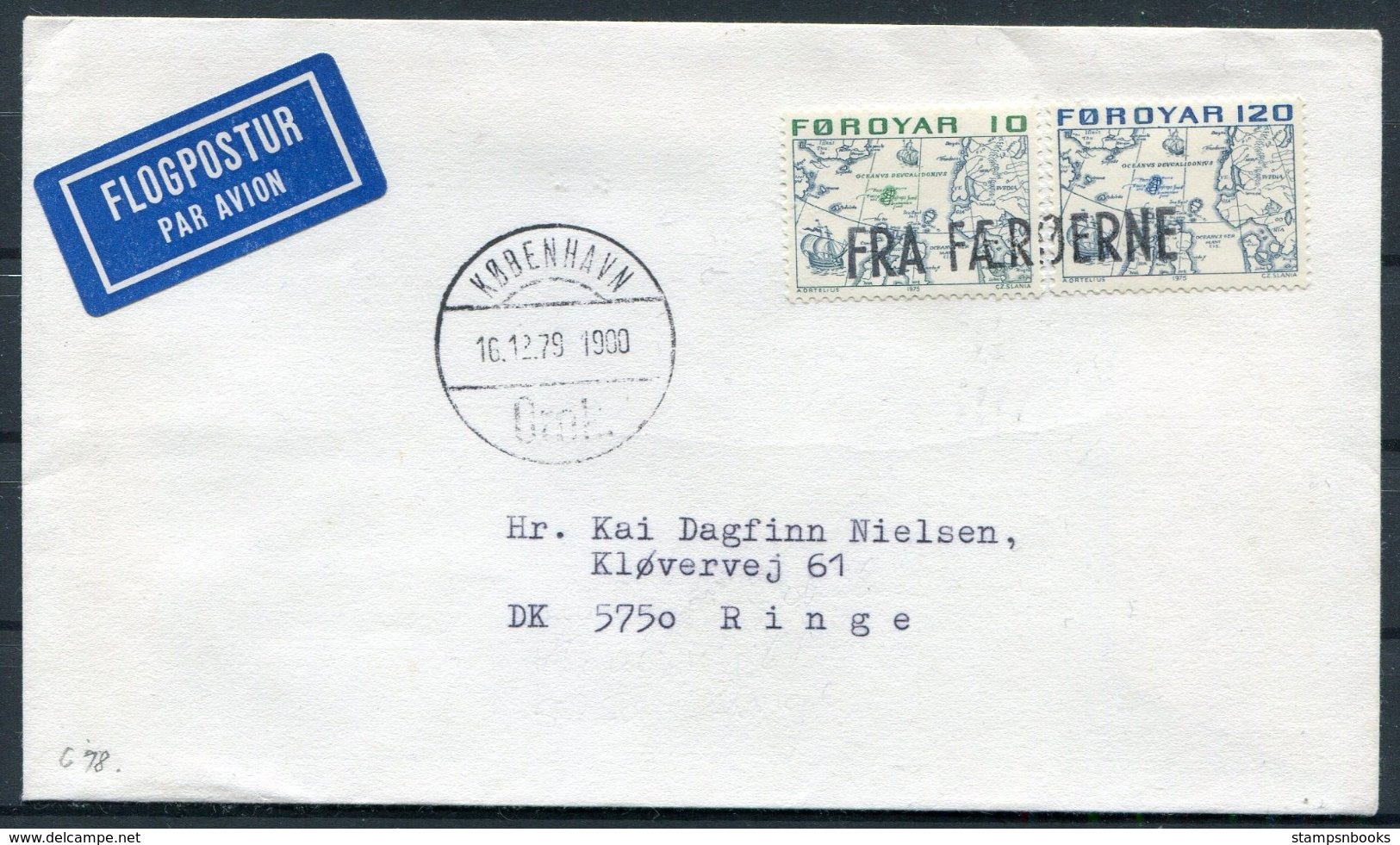 1979 Faroe Islands / Denmark FRA FAEROERNE Cover - Copenhagen. Slania - Faroe Islands