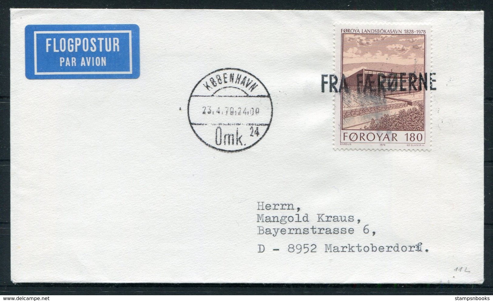 1979 Faroe Islands / Denmark FRA FAEROERNE Cover - Copenhagen. Slania - Islas Faeroes