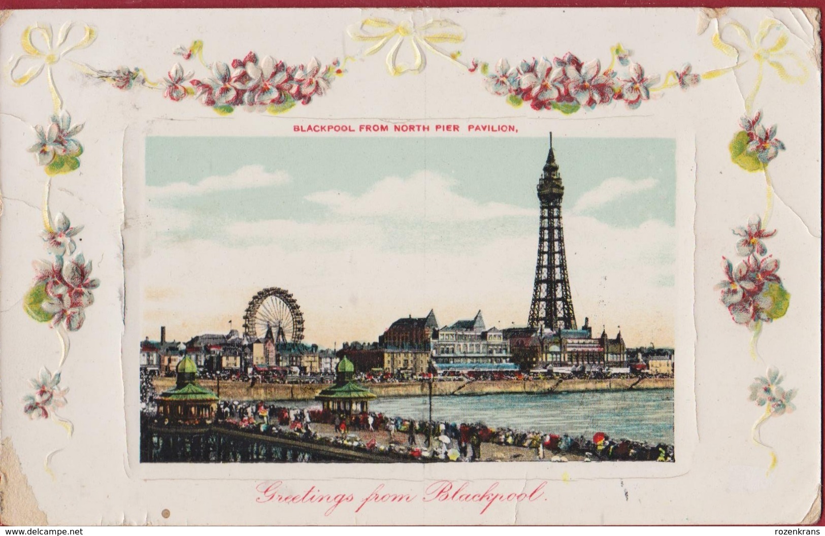 Lancashire Blackpool From North Pier Pavillion Greetings From 1908 (fold) - Blackpool