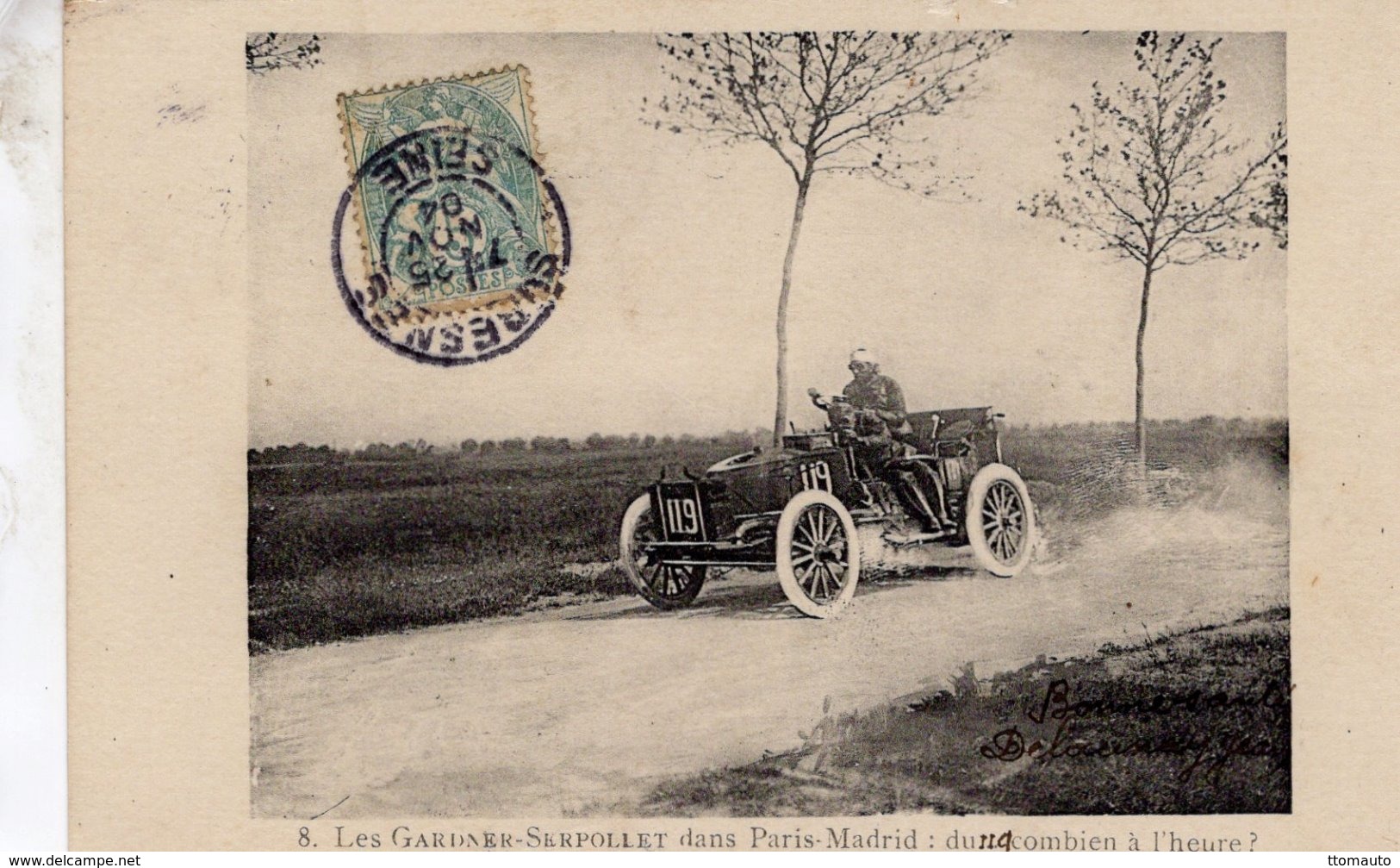 Course Paris-Madrid 1903  -  Les GARDNER-SERPOLLET  (voiture De Vapeur)  -  CPA - Grand Prix / F1