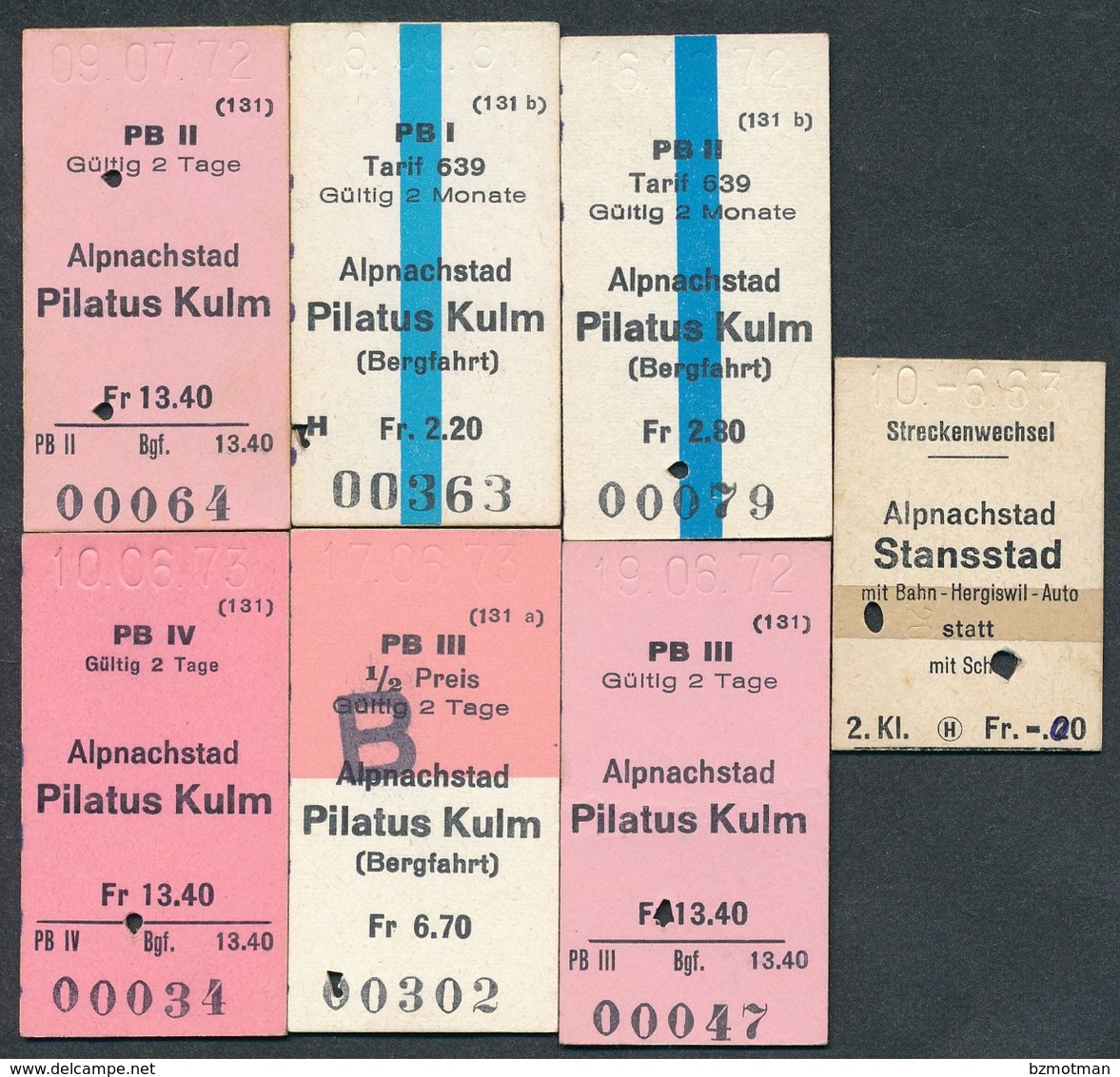 SWITZERLAND QY4894 Alpnachstad 1963-73  Pilatus Kulm Stansstad 7 Fahrkarte Billet Ticket Suisse - Europa