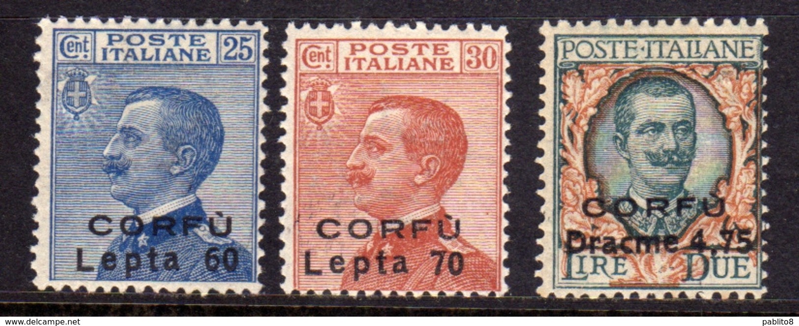 CORFU' 1923 FRANCOBOLLI 'ITALIA SOPRASTAMPATI NON EMESSI SERIE COMPLETA MNH BEN CENTRATI - Korfu