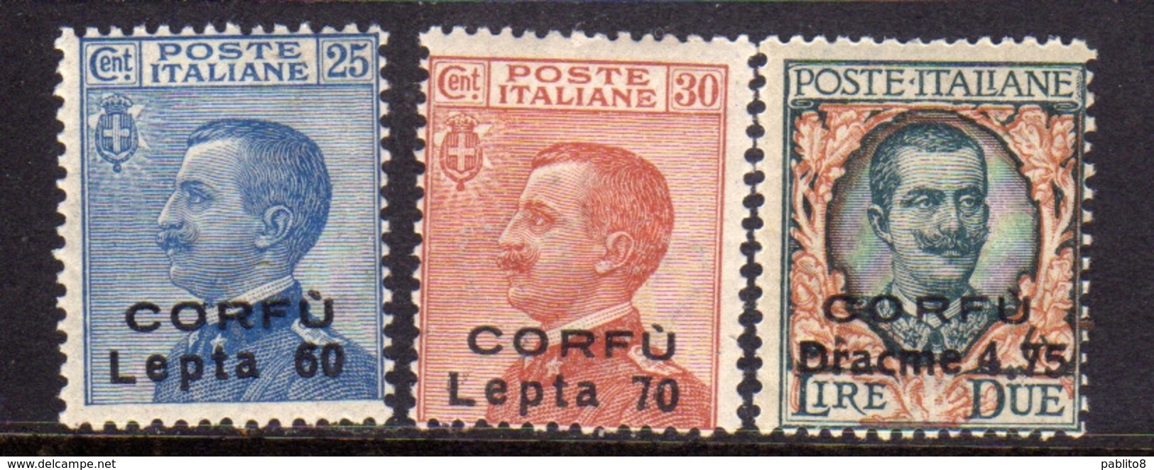 CORFU' 1923 FRANCOBOLLI 'ITALIA SOPRASTAMPATI NON EMESSI SERIE COMPLETA MNH - Corfù