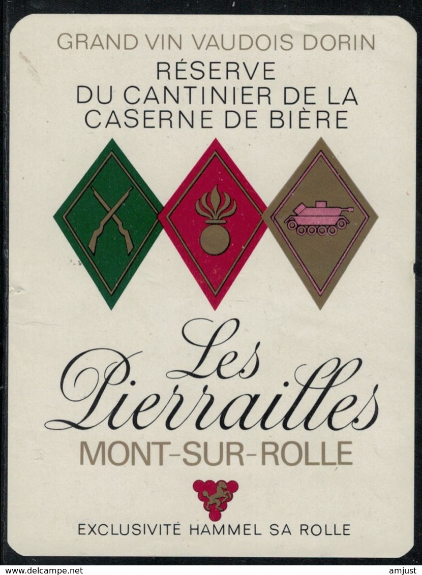 Etiquette De Vin // Mont-sur-Rolle, Réserve Du Cantinier De La Caserne De Bière - Military