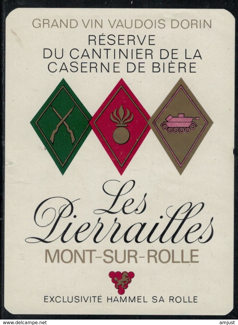Etiquette De Vin // Mont-sur-Rolle, Réserve Du Cantinier De La Caserne De Bière - Militär