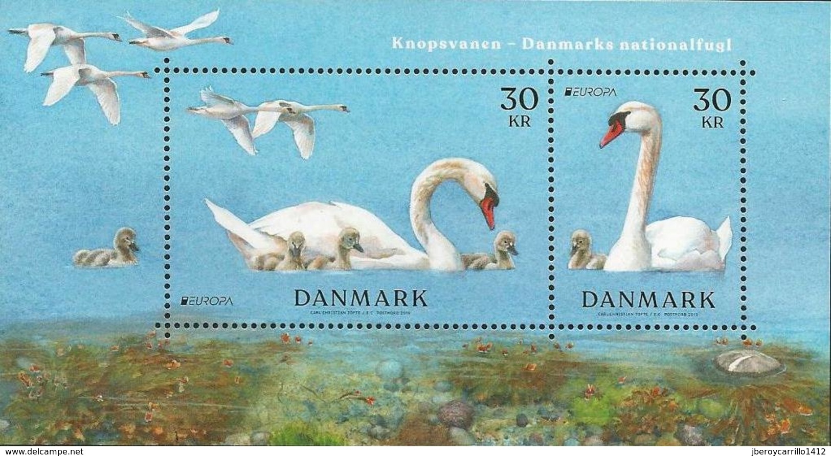 DINAMARCA /DENMARK /DÄNEMARK /DANMARK -EUROPA 2019 -NATIONAL BIRDS.- "AVES -BIRDS -VÖGEL-OISEAUX"-SOUVENIR SHEET/BLOCK - 2019