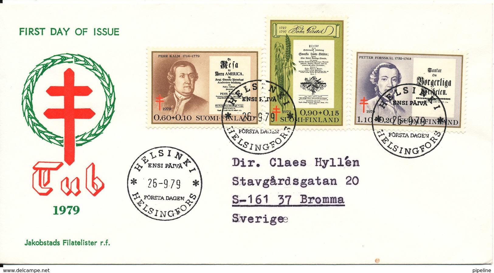 Finland FDC 26-9-1979 Complete Set TUBERCULOSE Stamps With Cachet - FDC