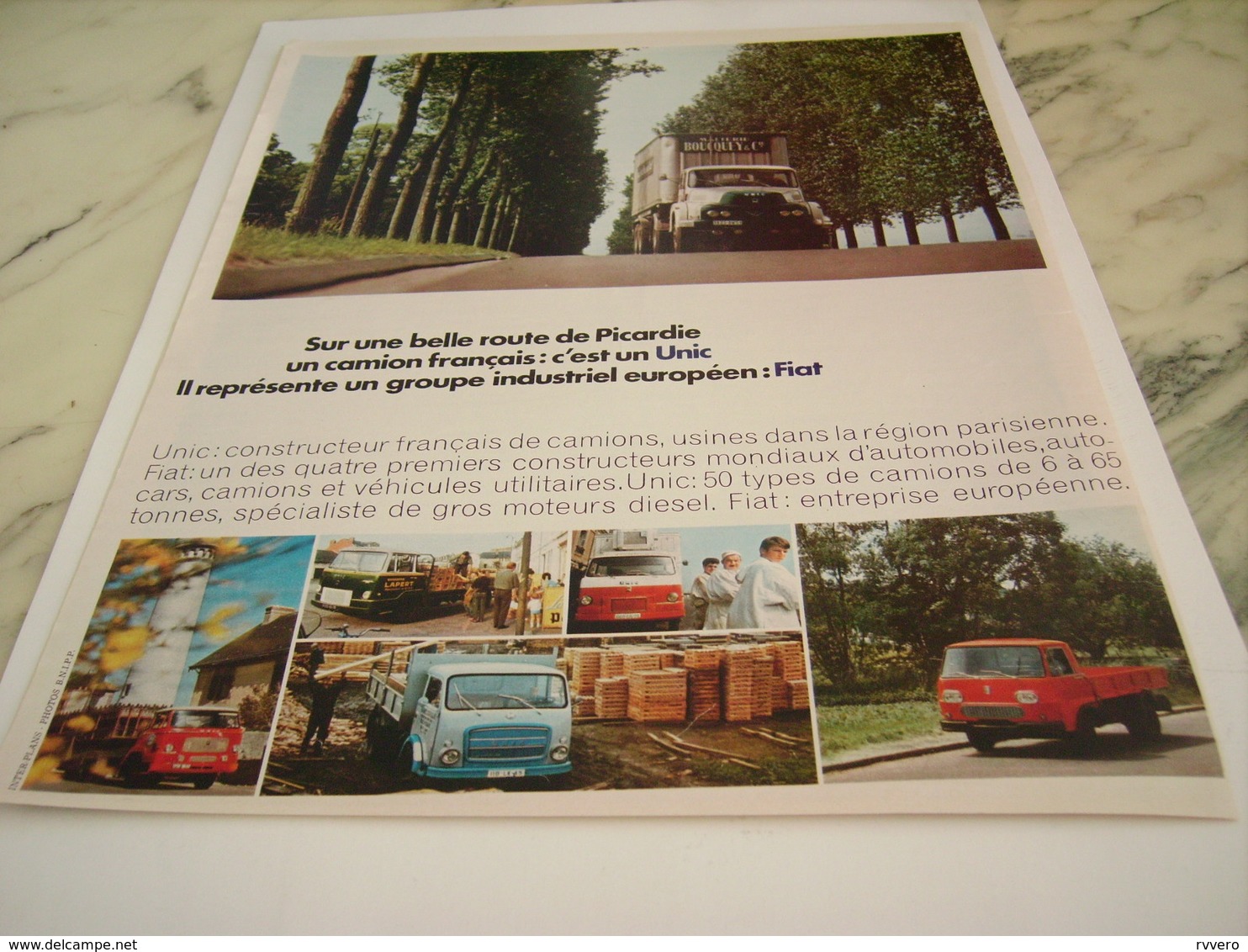 ANCIENNE PUBLICITE  CAMION UNIC FIAT 1968 - Trucks