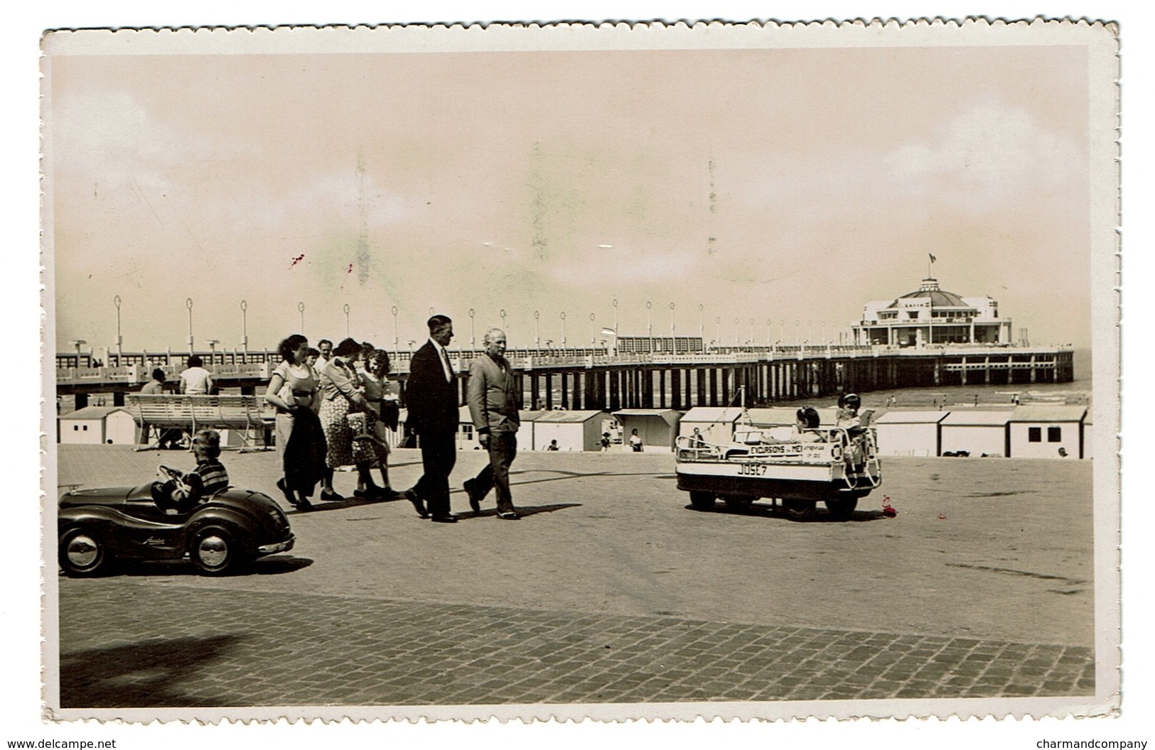 Carte Photo Blankenberghe - De Pier - Le Pier - 1957 - Uitg. Best - Cuistax Bateau José / Voiture à Pédales - 2 Scans - Blankenberge