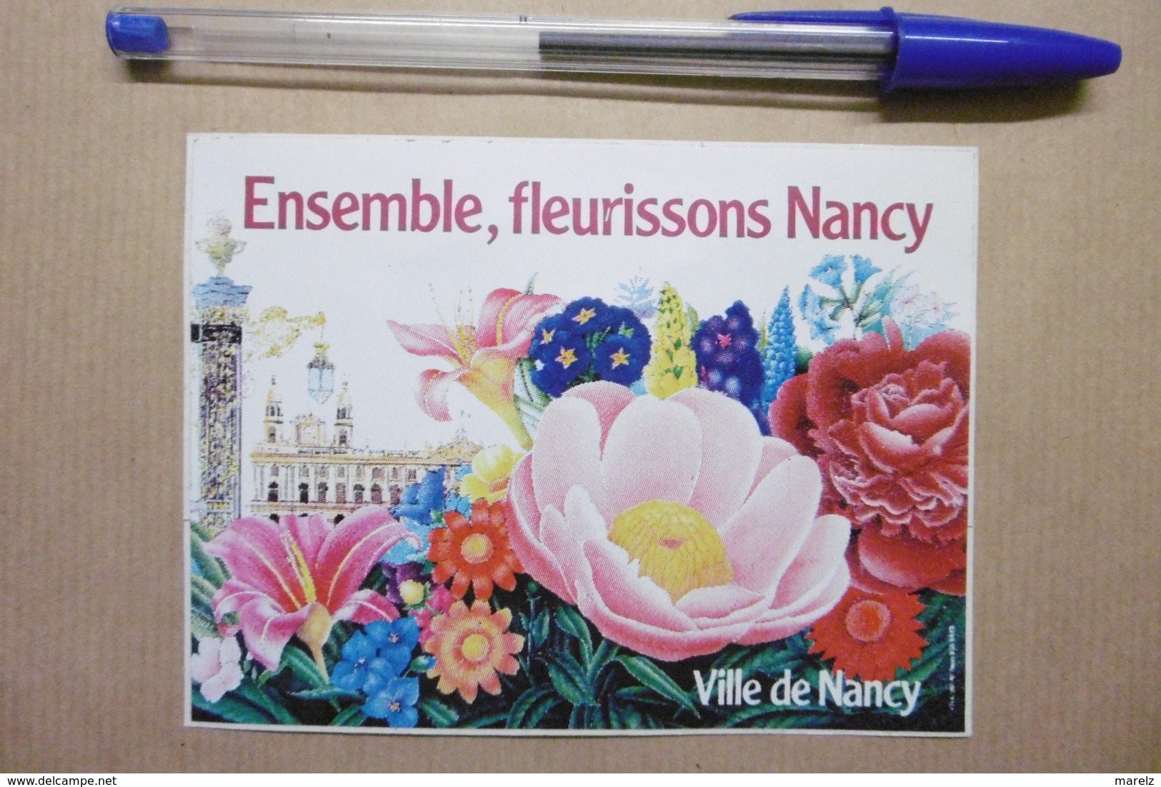 Autocollants - Ville De NANCY "Ensemble Fleurissons NANCY" Fleurs Roses Pivoines Lys - Autocollants