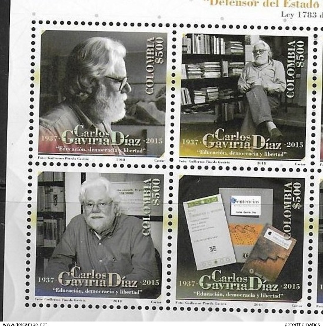 COLOMBIA, 2019, MNH, WRITERS, BOOKS,CARLOS GAVIRIA DIAZ, 4v - Writers