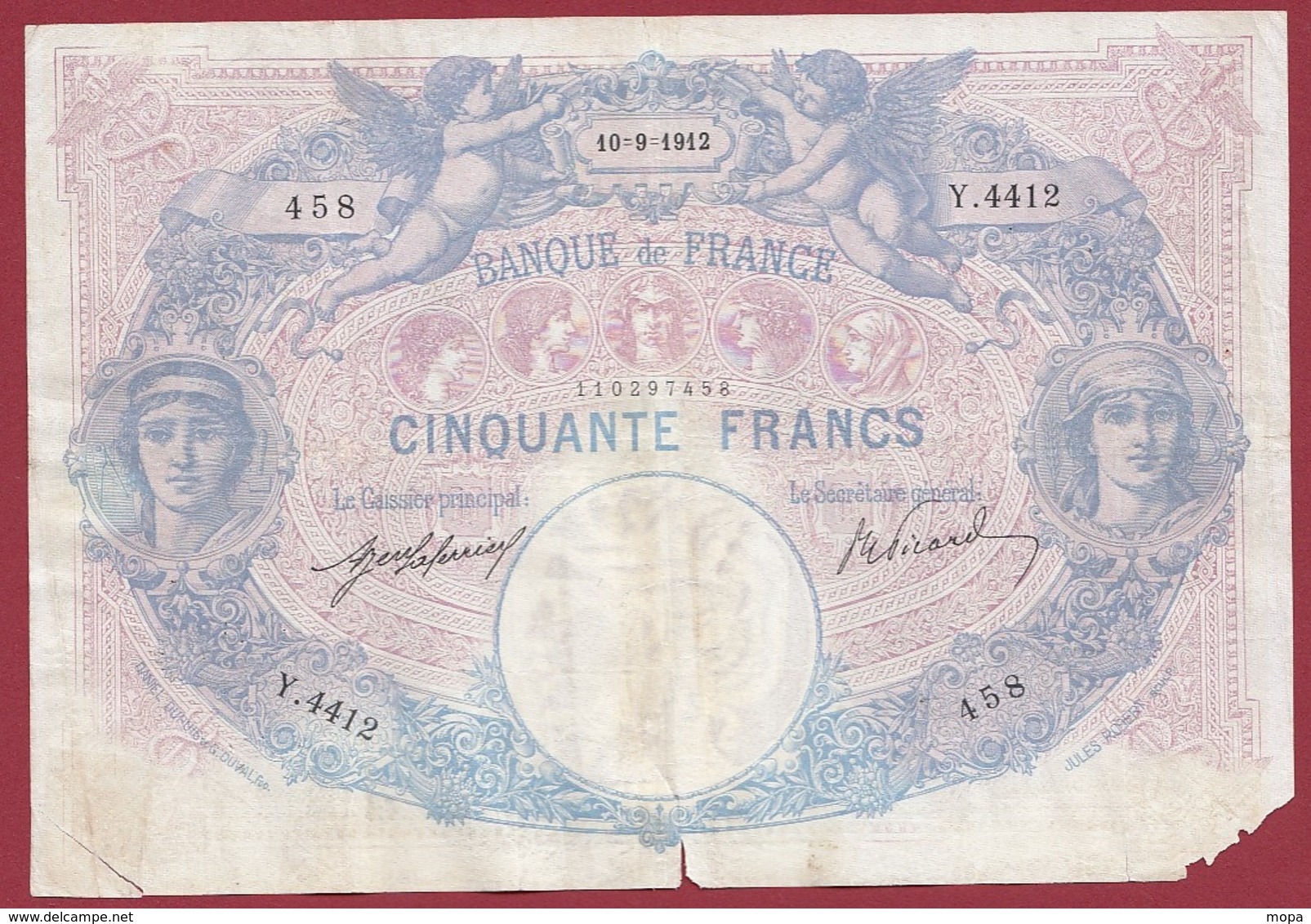 50 Francs "Bleu Et Rose" Du 10/09/1912 Dans L 'état - 50 F 1889-1927 ''Bleu Et Rose''