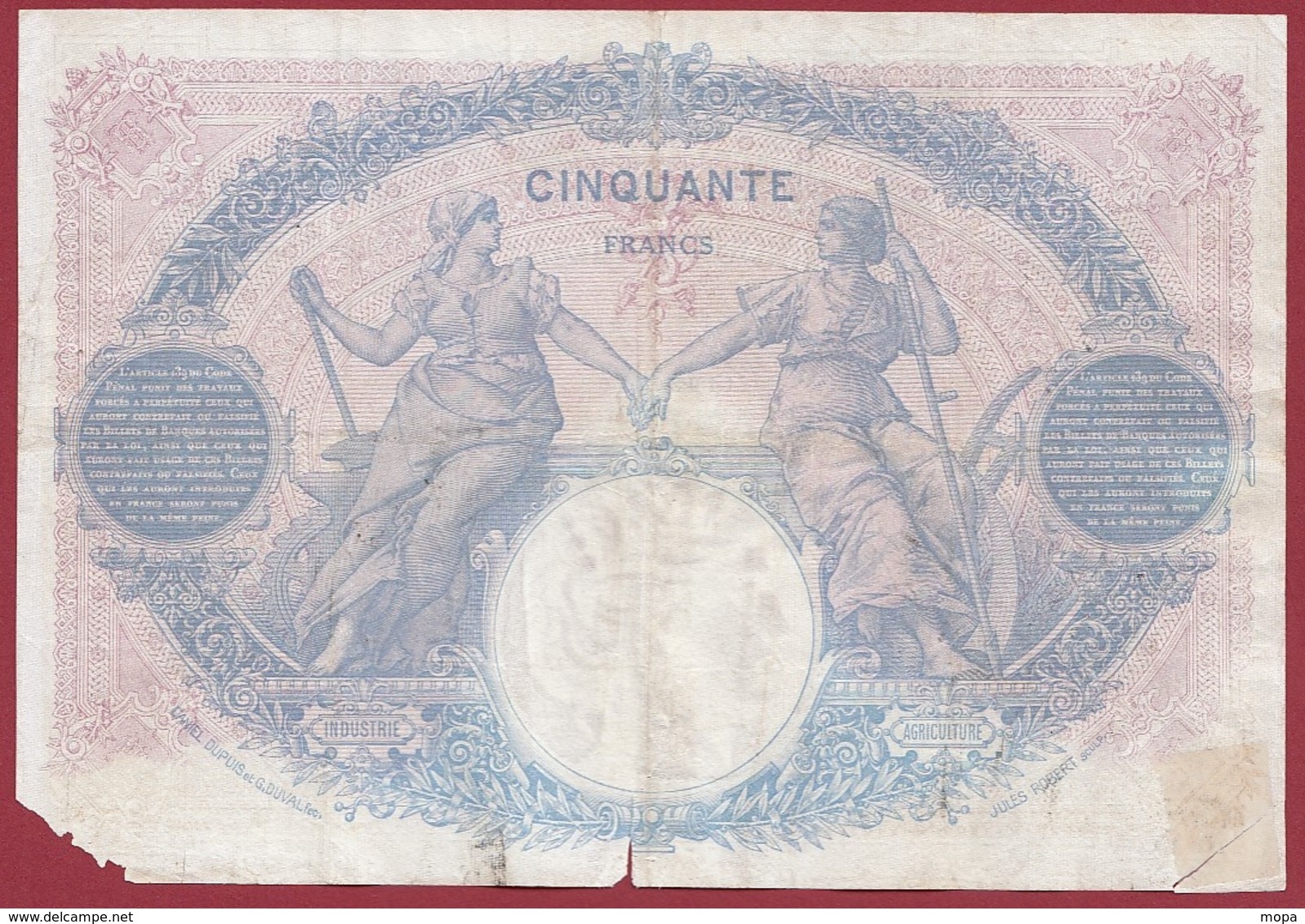 50 Francs "Bleu Et Rose" Du 10/09/1912 Dans L 'état - 50 F 1889-1927 ''Bleu Et Rose''