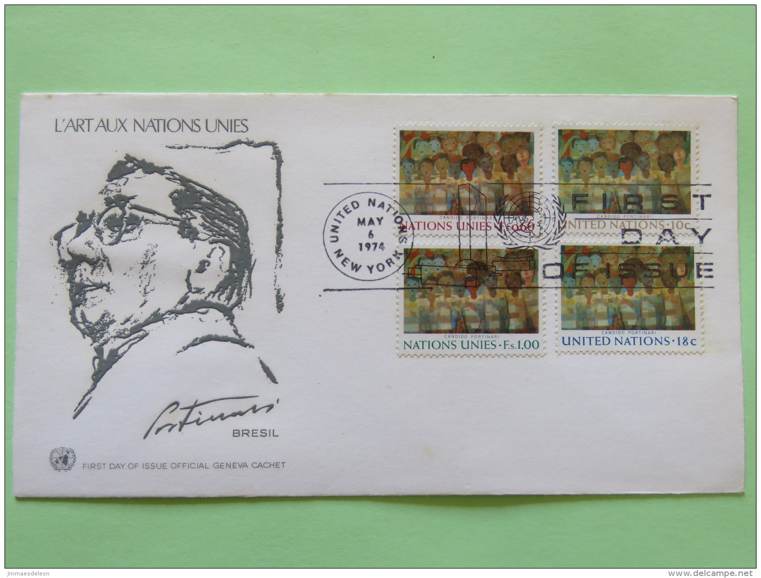 United Nations (New York) 1974 FDC Cover - Art - Peace Mural By Candido Portinari - Lettres & Documents