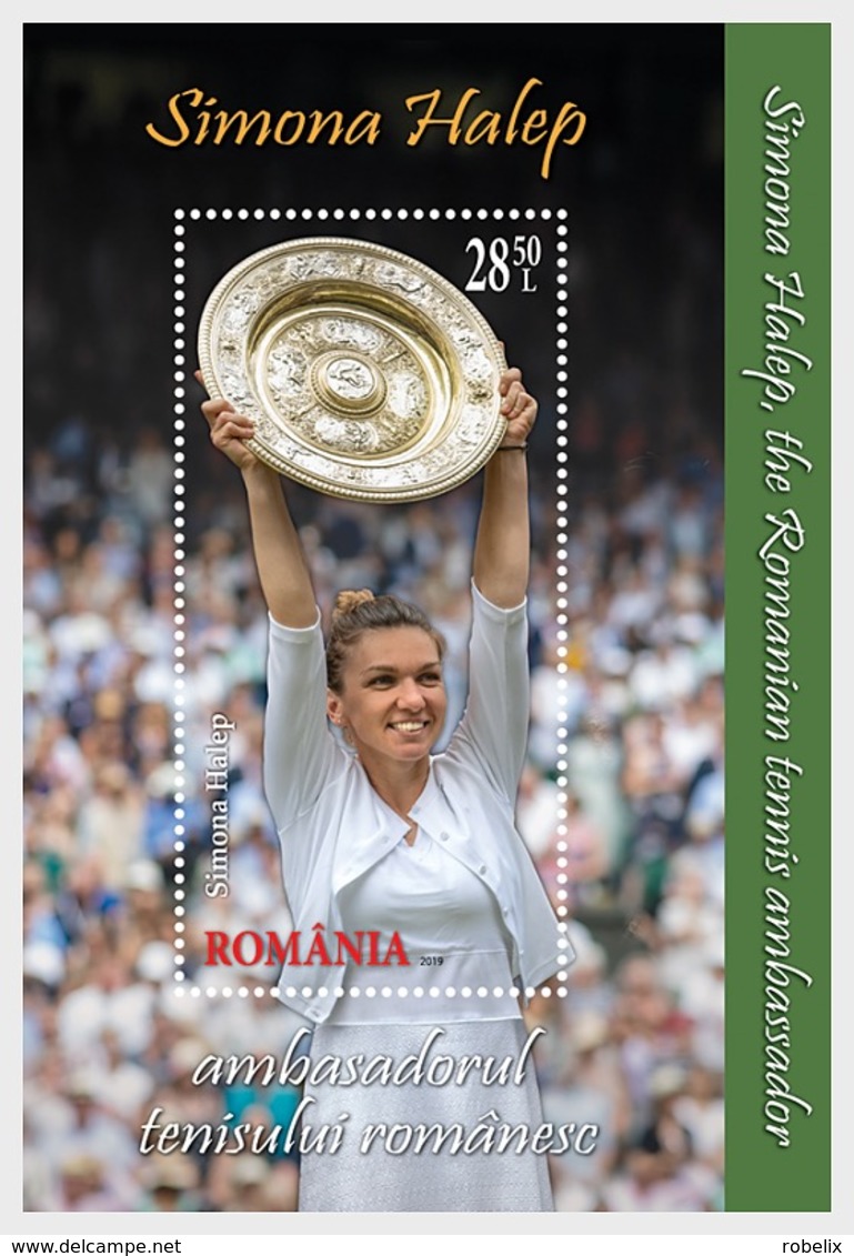 ROMANIA   2019 - TENNIS  SIMONA HALEP -  Winning Of The Wimbledon Trophy.(Great Britain) - Miniature Sheet  MNH** - Tennis