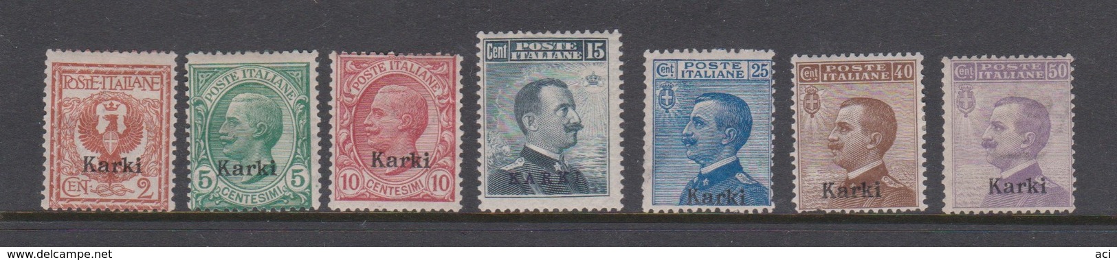 Italian Colony Aegean Karki, S 1-7  1912 Italian Stamps Overprinted,mint Hinged, - Ägäis (Carchi)