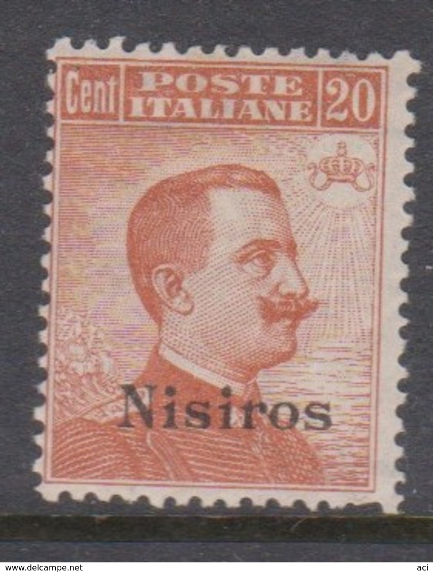 Italian Colony Aegean Nisiros S 11 1921 Vittorio Emanuele 20c Orange  Watermark,mint Hinged, - Egeo (Nisiro)