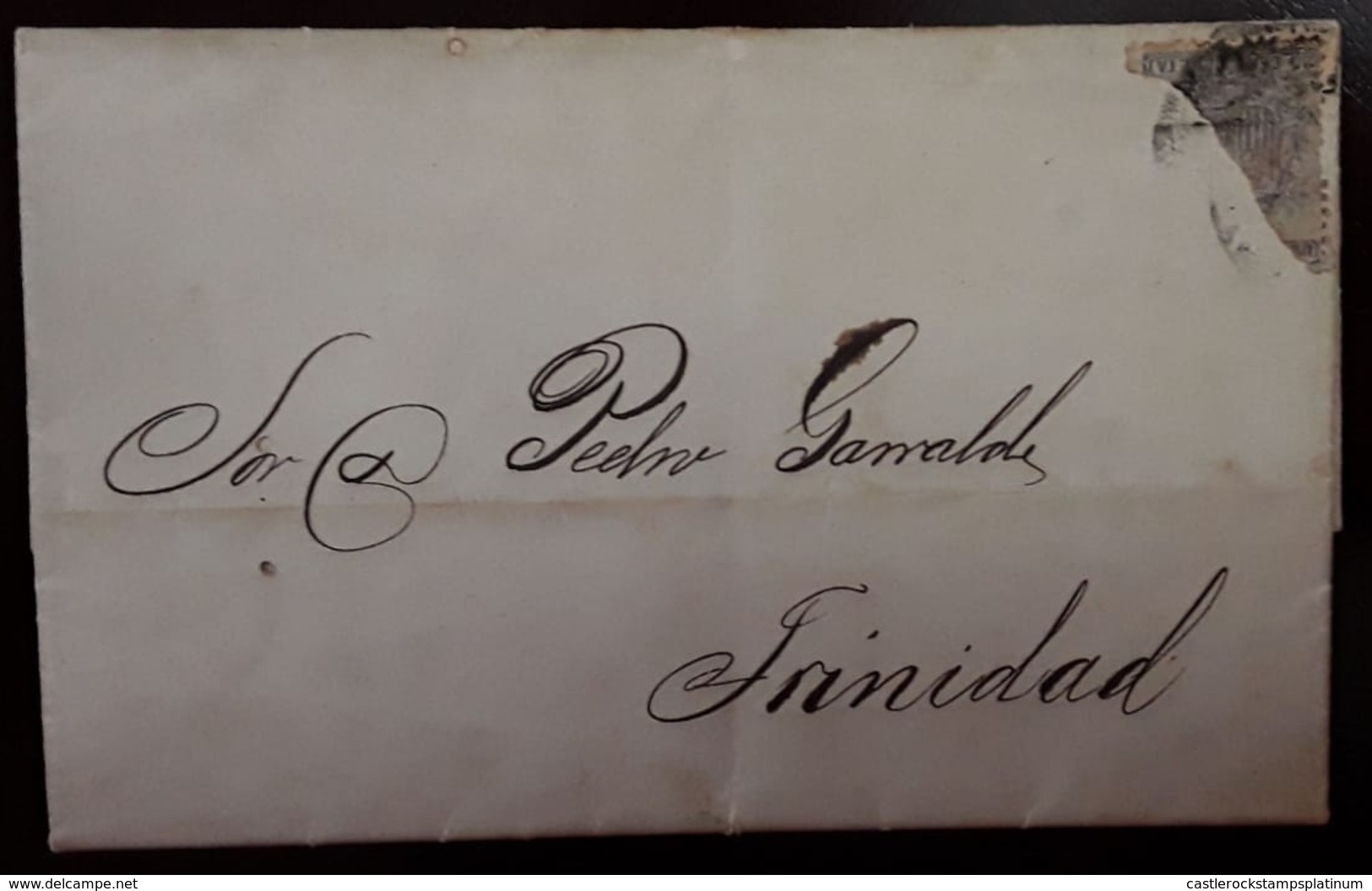 O) 1898 CIRCA - CUBA- CARIBBEAN, SPANISH ANTILLES, BISECT - BISECTO COVER TO TRINIDAD, XF - Brieven En Documenten