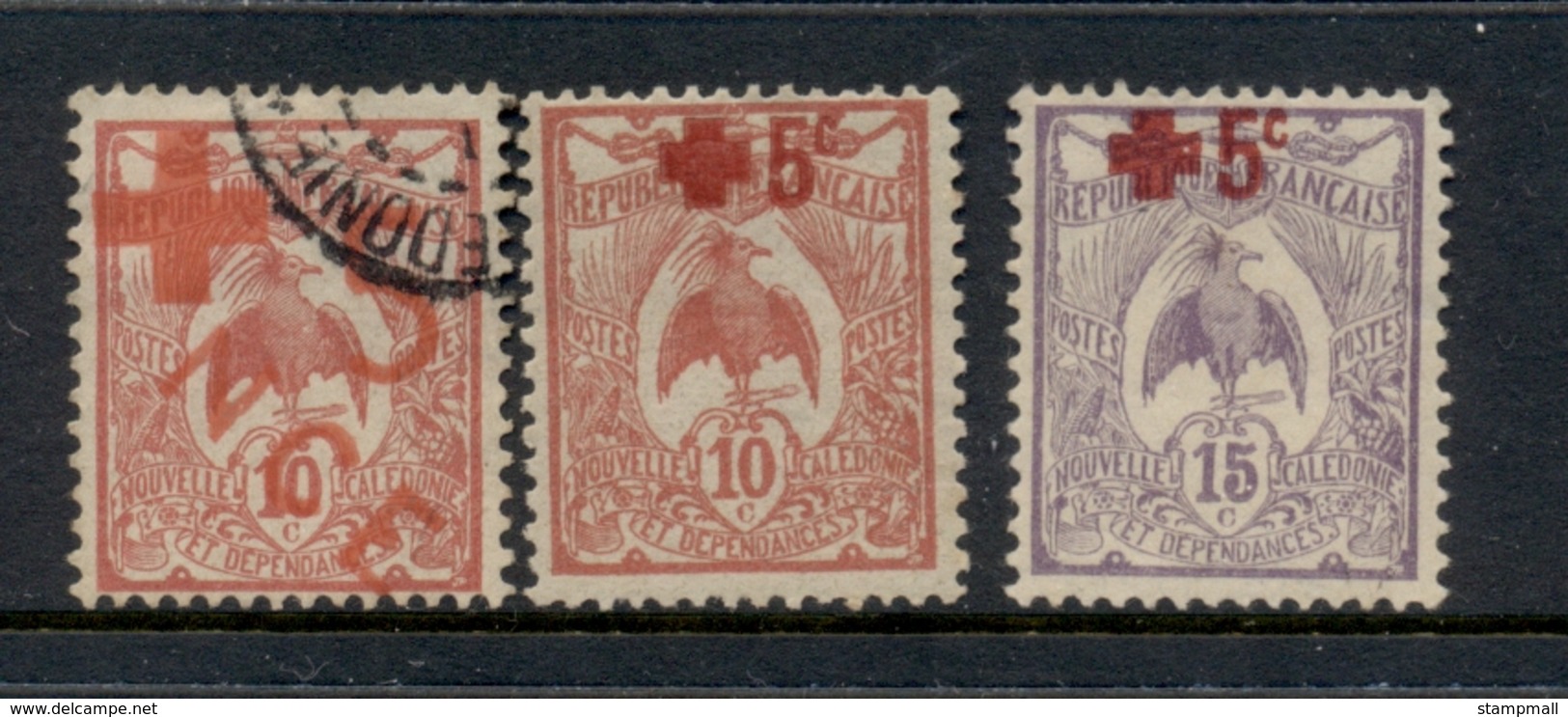 New Caledonia 1915-17 Red Cross Surch MLH/FU - Neufs