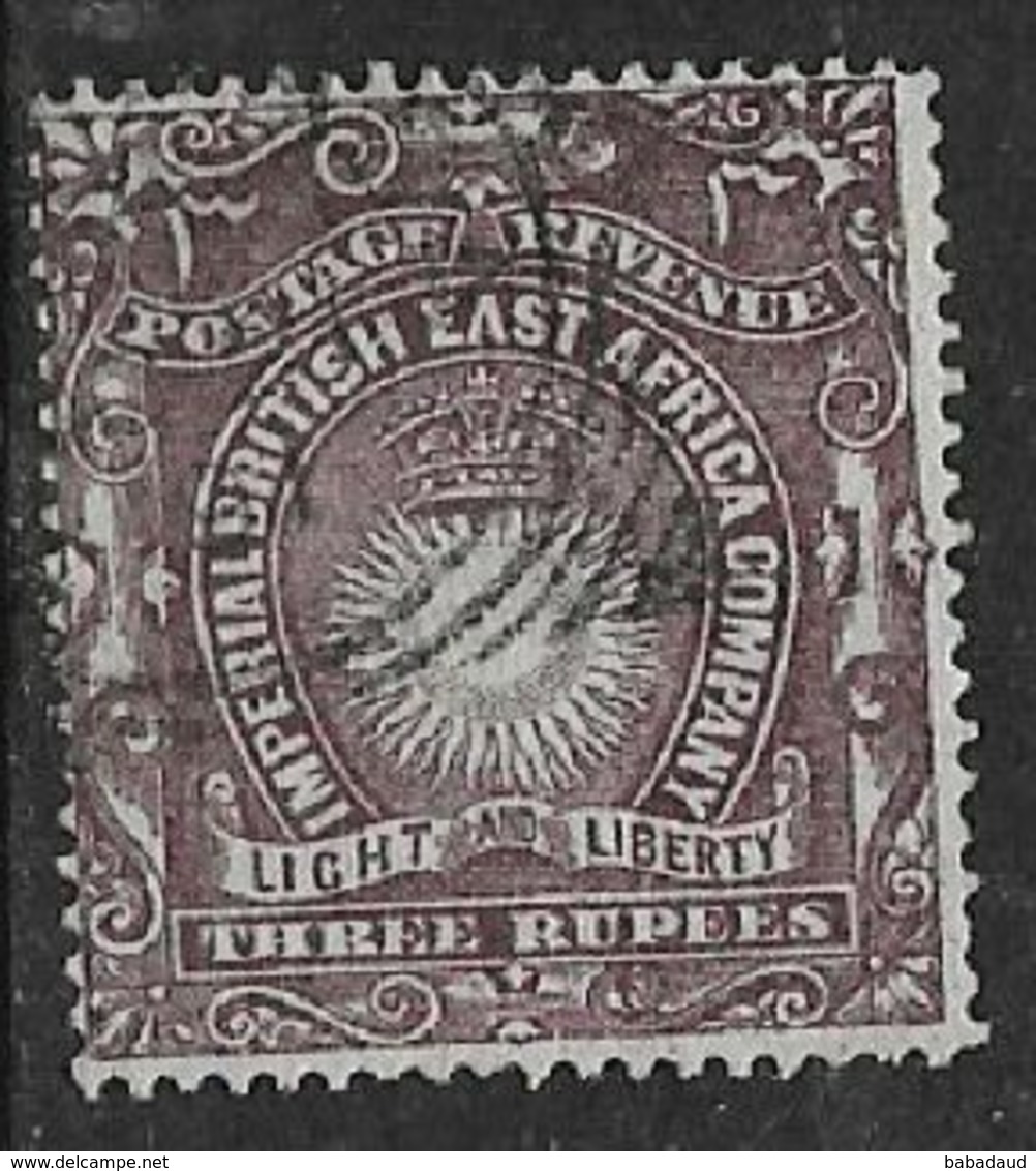 Imperial British East Africa Co., 1890 - 5, FOURNIER FORGERY, 3 Rupee, Used, Spurious Mombasa Sq.c.d.s. - British East Africa