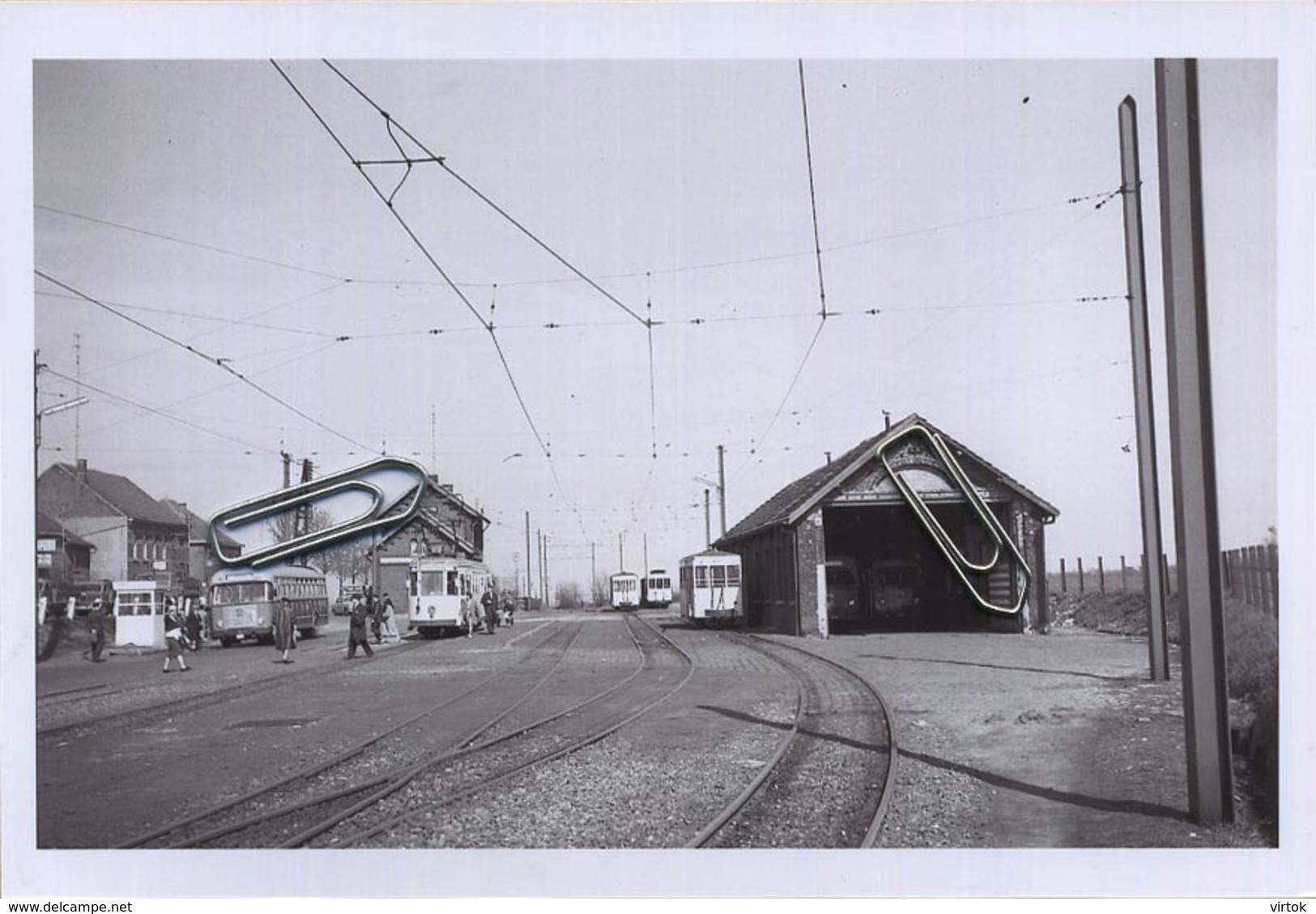 TIELT- Winge  Station  :  TRAM    :** Foto Van Oude Cliché (15 X 10 Cm) Photo Vieux Cliché  1960 - Trains