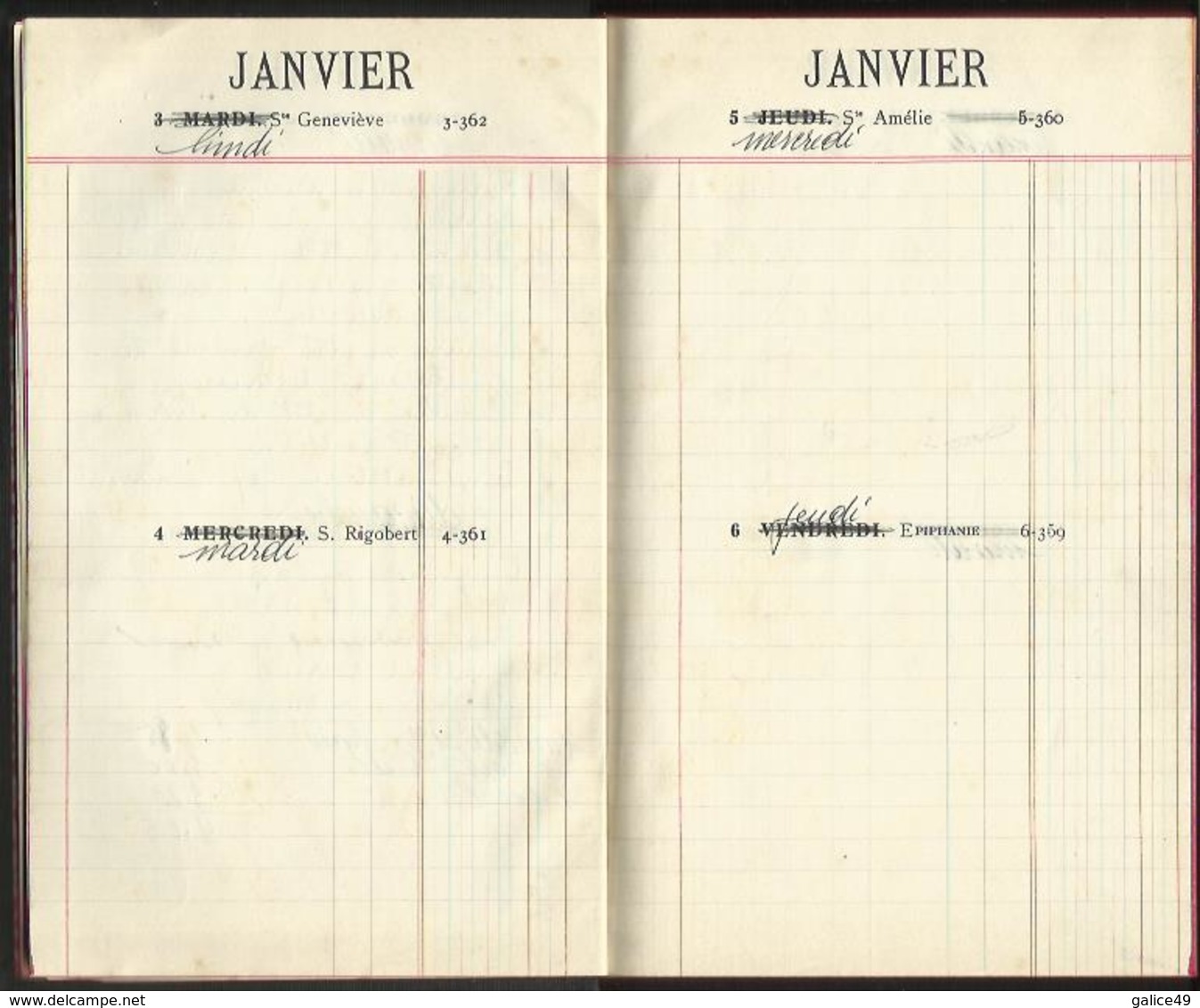 Agenda 1950 - Format 14 x 22 cm - Couverture cartonnée très rigide ...