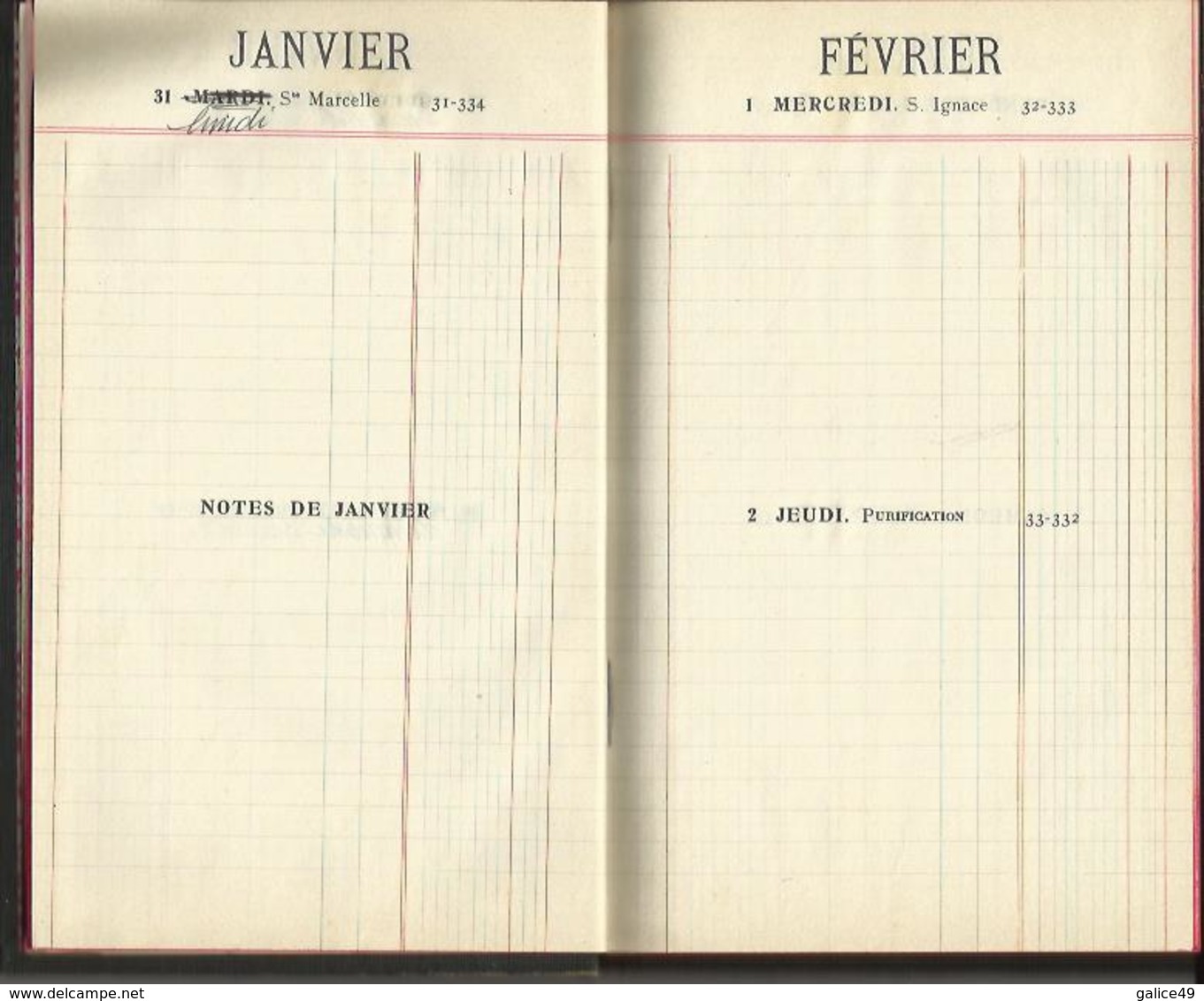 Agenda 1950 - Format 14 x 22 cm - Couverture cartonnée très rigide ...